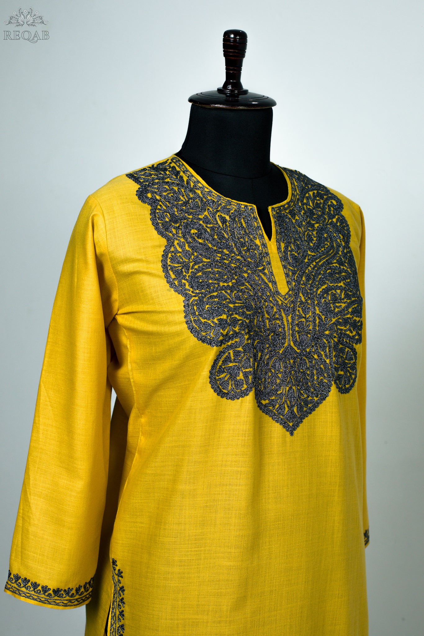 Apache Yellow Ruby Cotton Kurti with Zari Embroidery