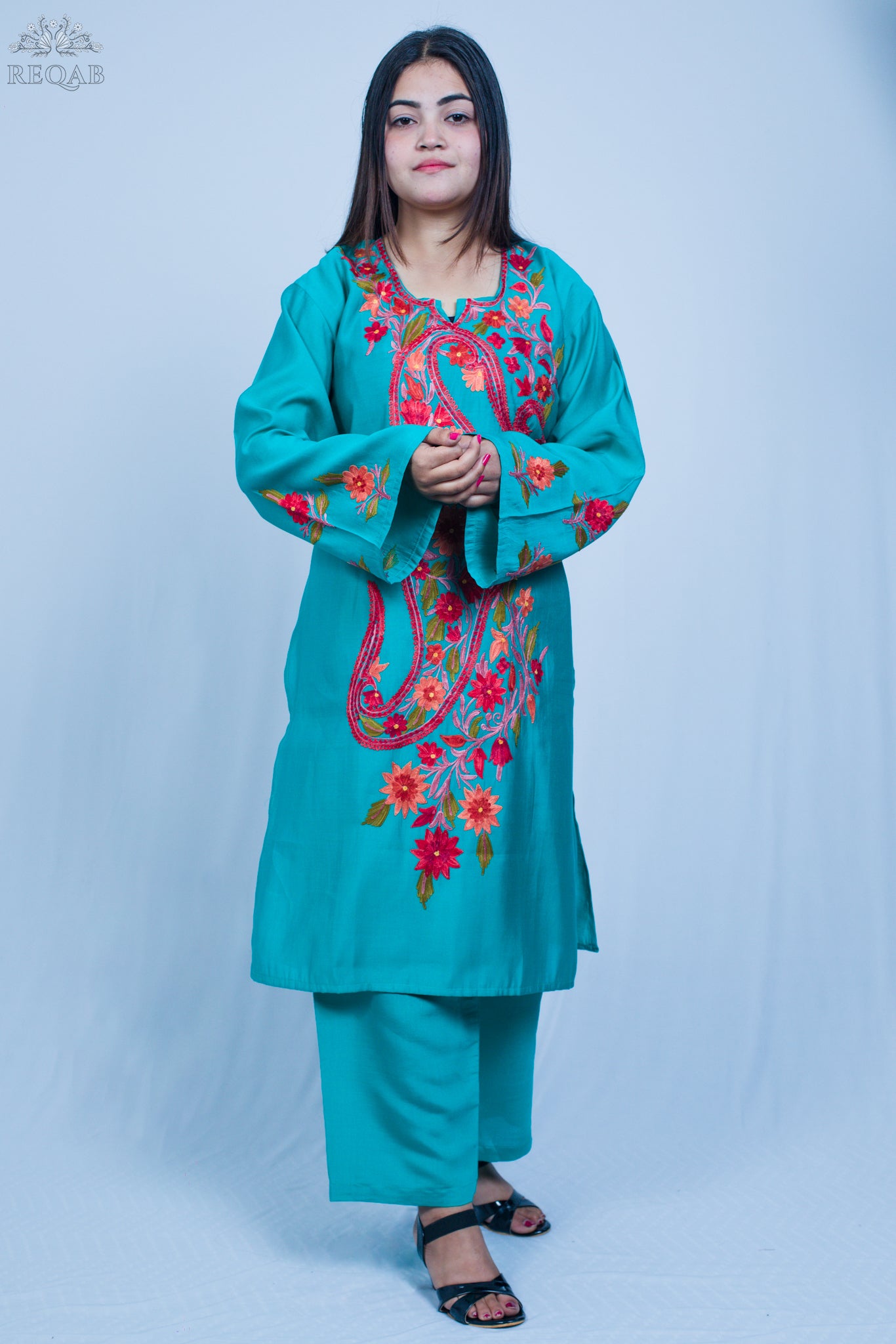 Light Sea Green Co-ord Set with Aari Embroidery