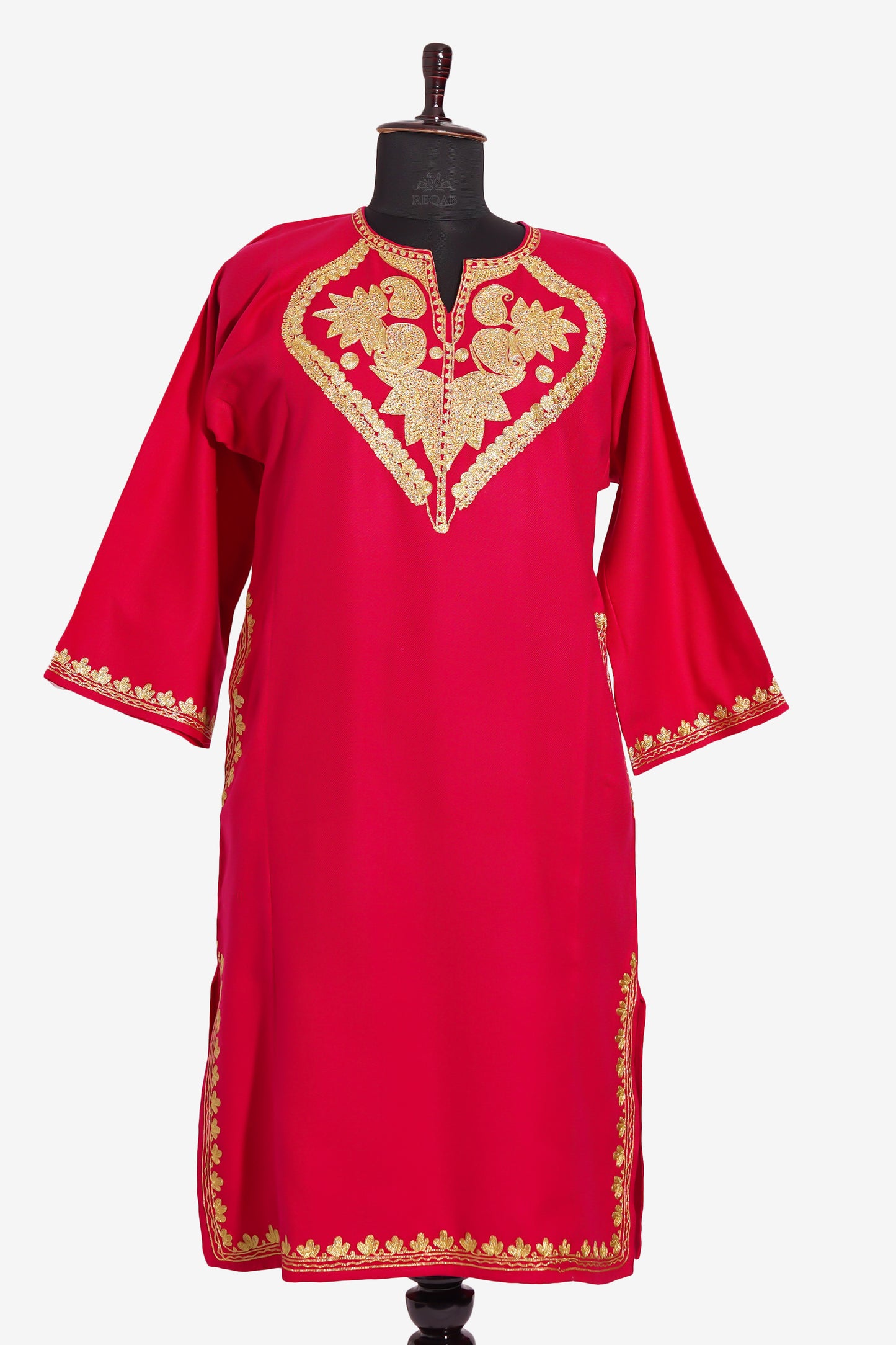 Debian Red Pheran with Zari Embroidery
