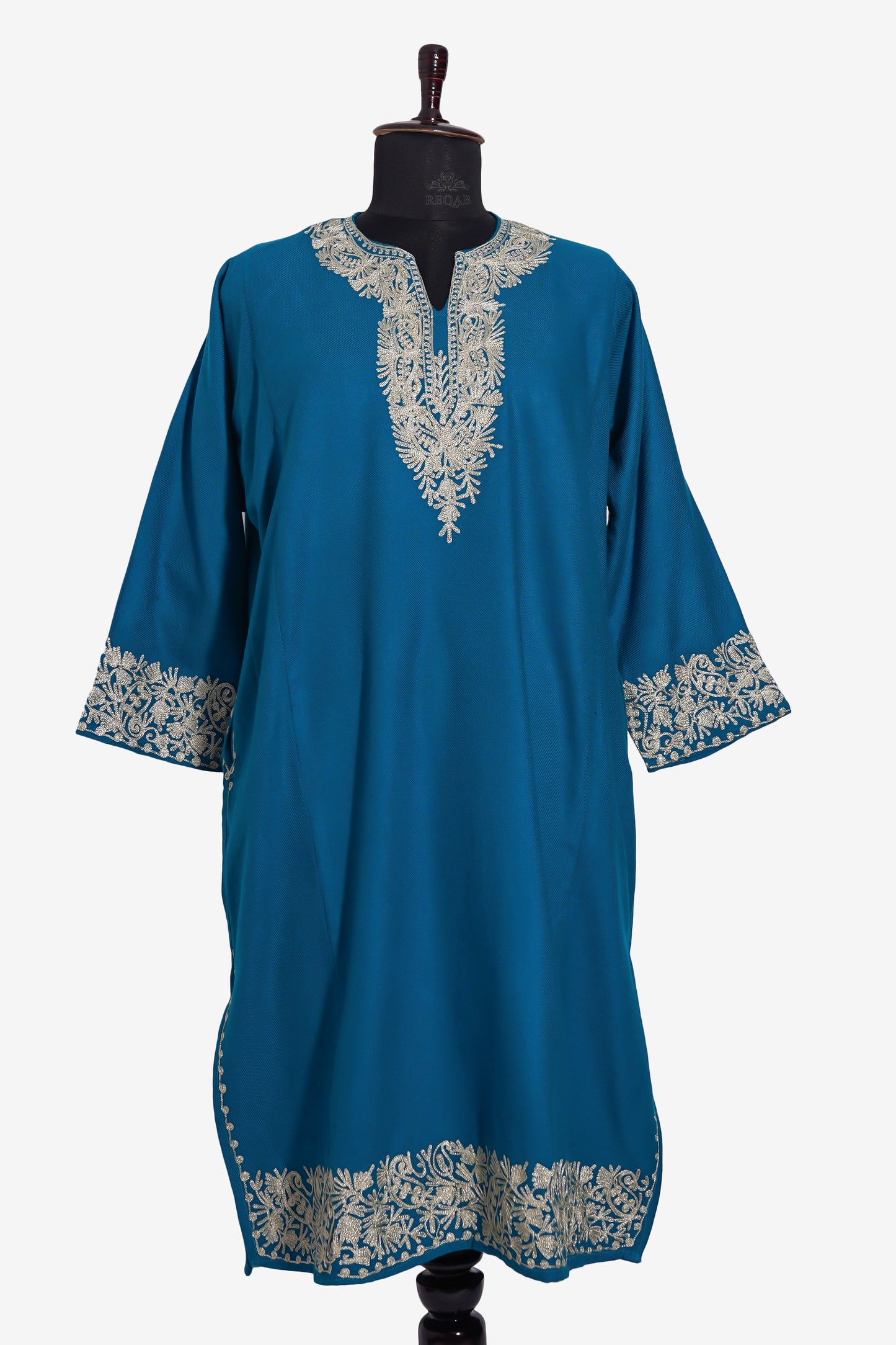 Electric Blue Pheran with Zari Embroidery