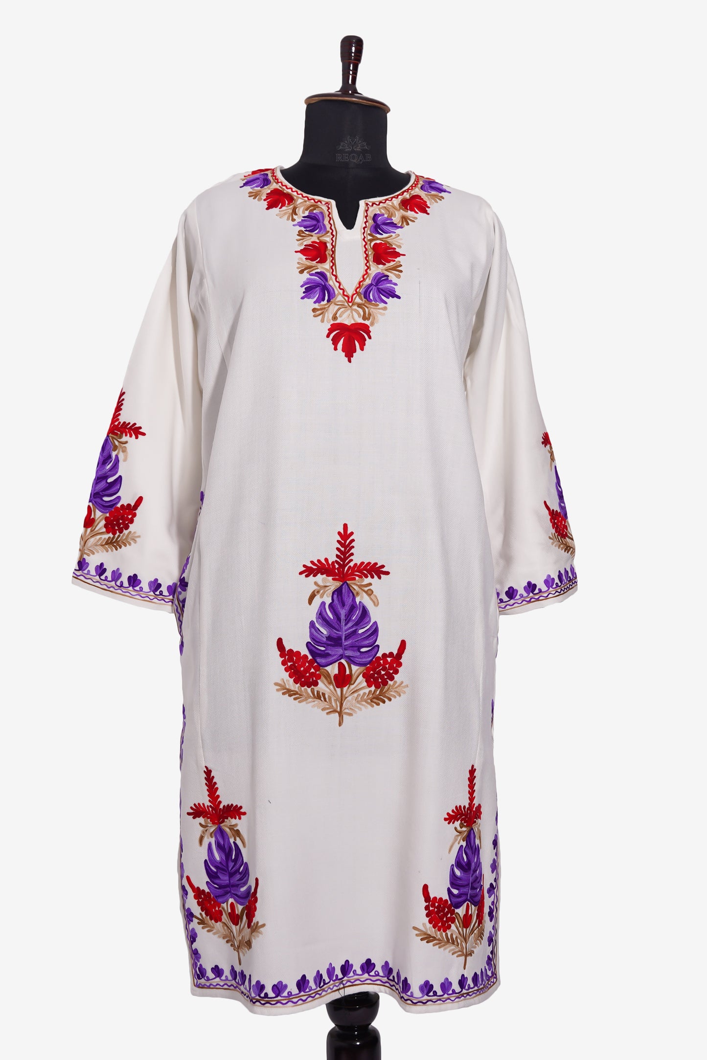 Frosted Lilac Pheran with Aari Embroidery