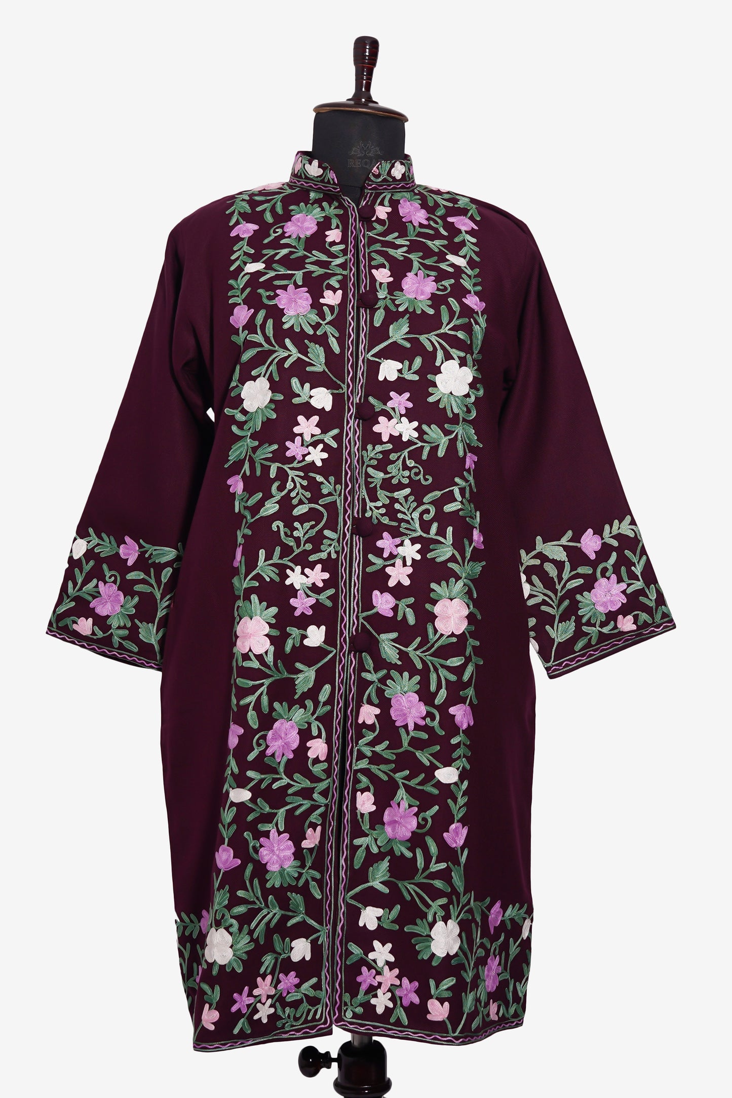Crimson Bloom Jacket with Aari Embroidery