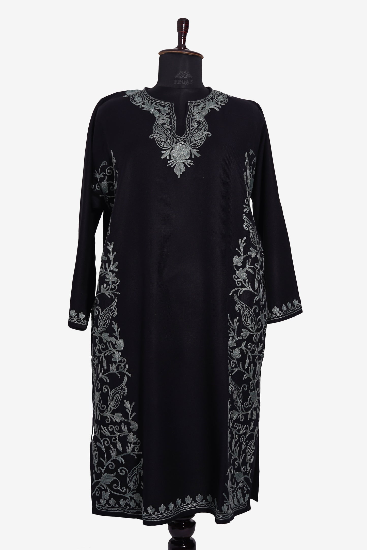 Twilight Mist Pheran with Aari Embroidery