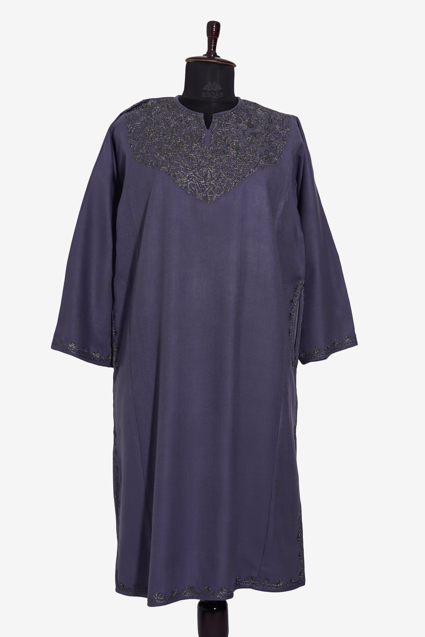 Twilight Fog Pheran with Zari Embroidery