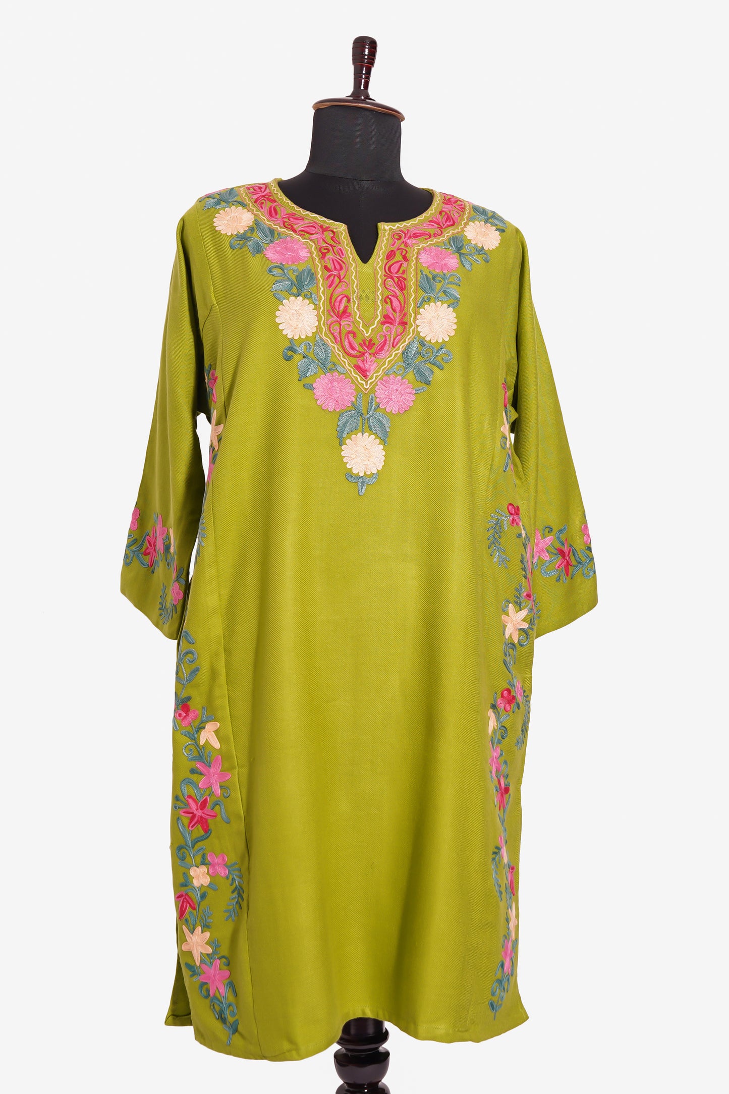 Old Gold Pheran with Aari Embroidery