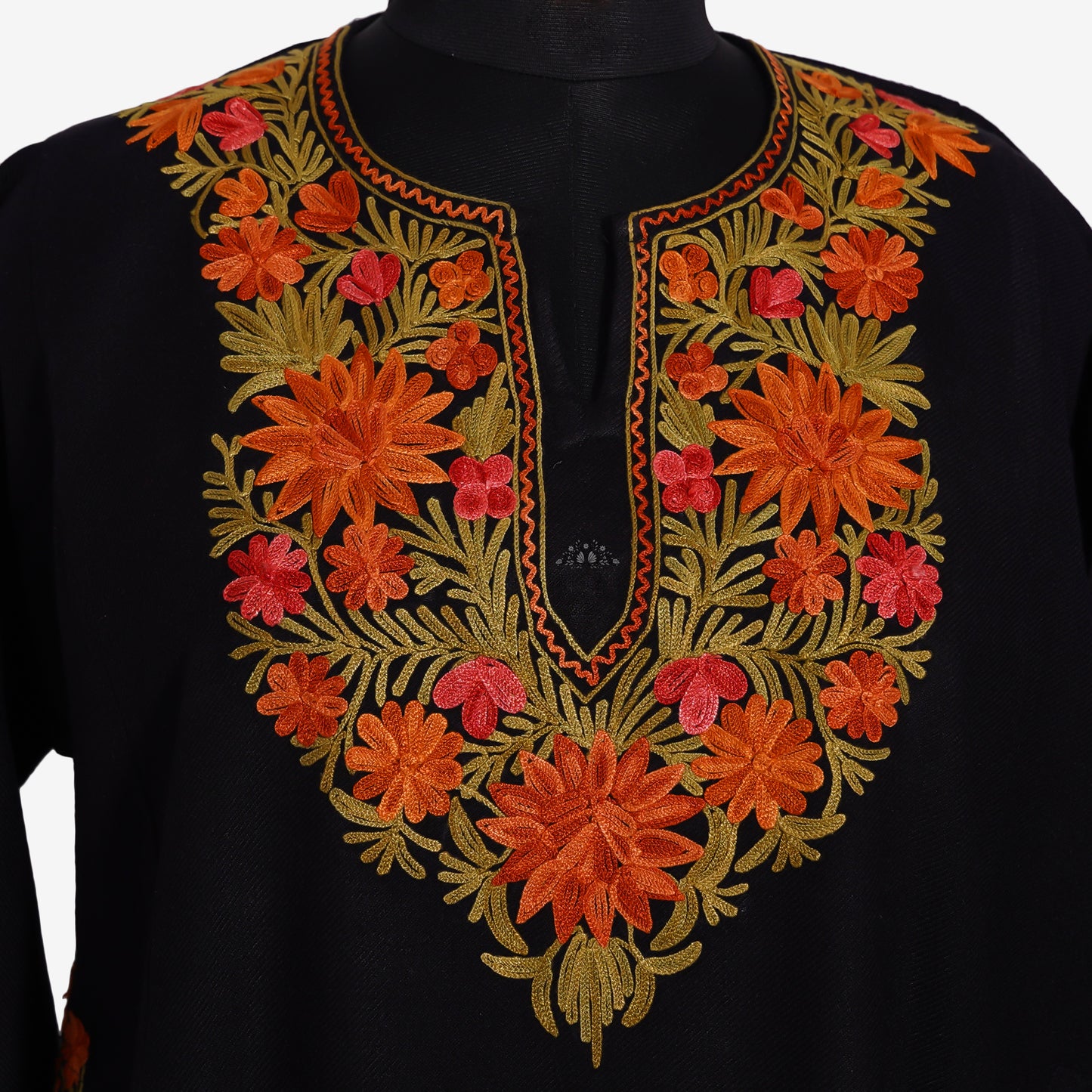 Chinese Black Pheran with Aari Embroidery