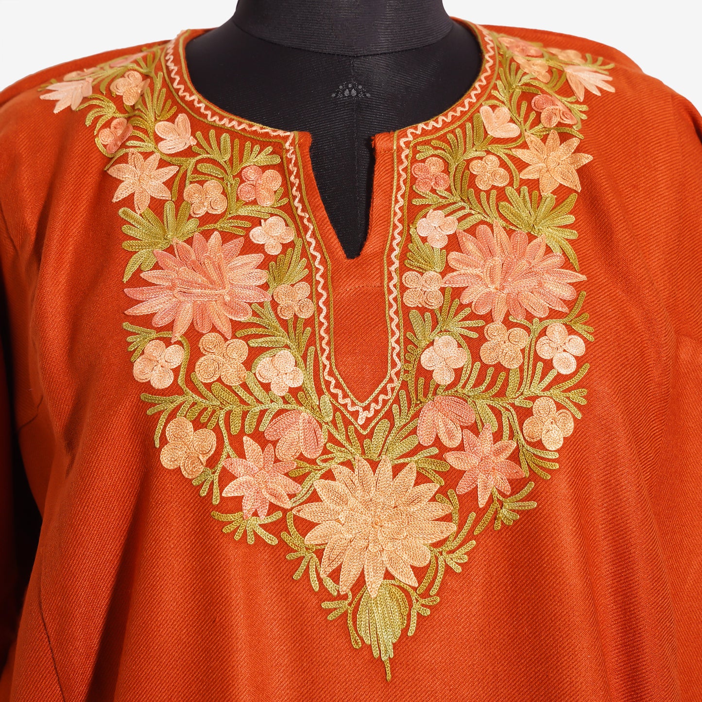 Flame Brown Pheran with Aari Embroidery
