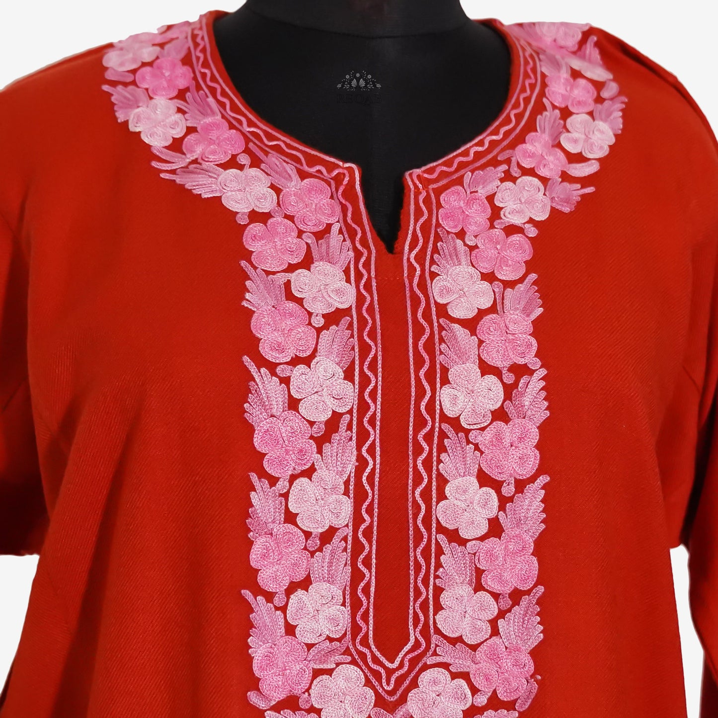 Crimson Sunset Pheran with Aari Embroidery