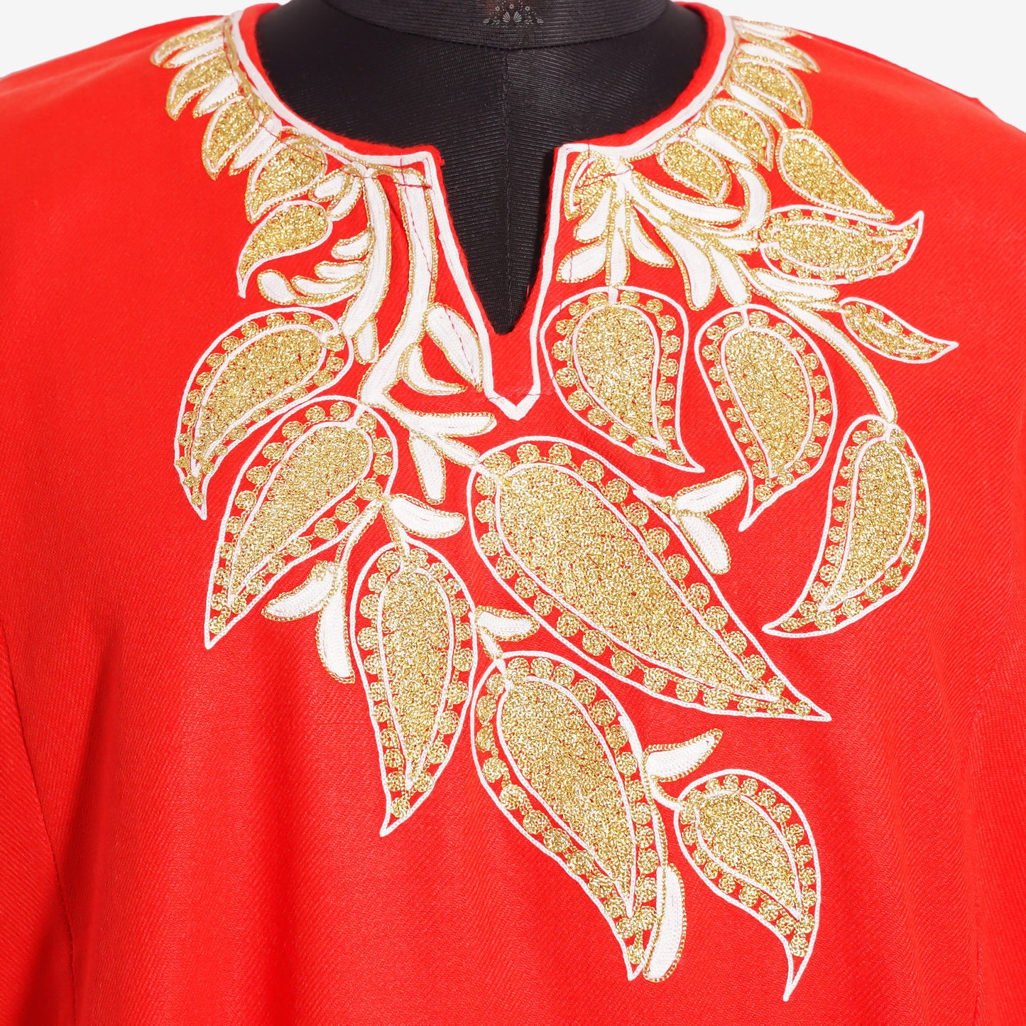 Deep Carmine Pink Pheran with Zari Embroidery