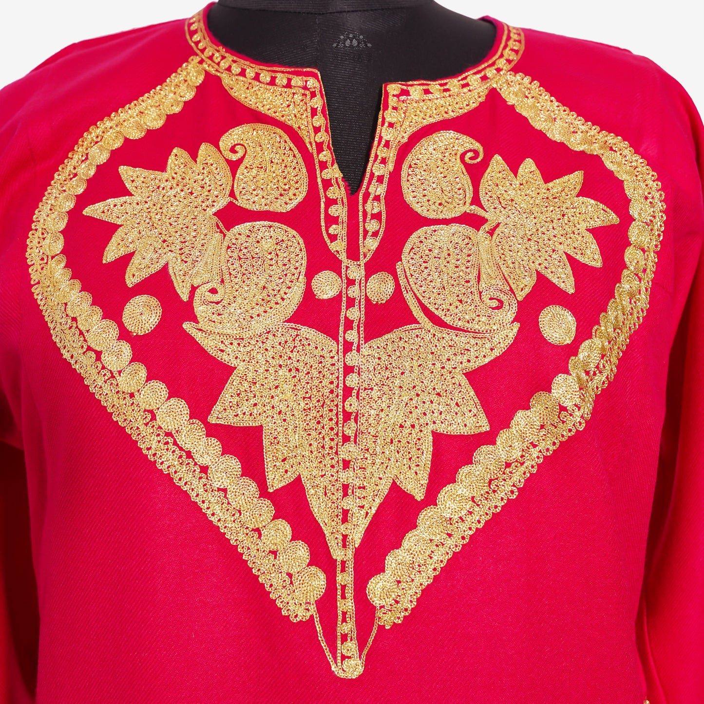 Debian Red Pheran with Zari Embroidery