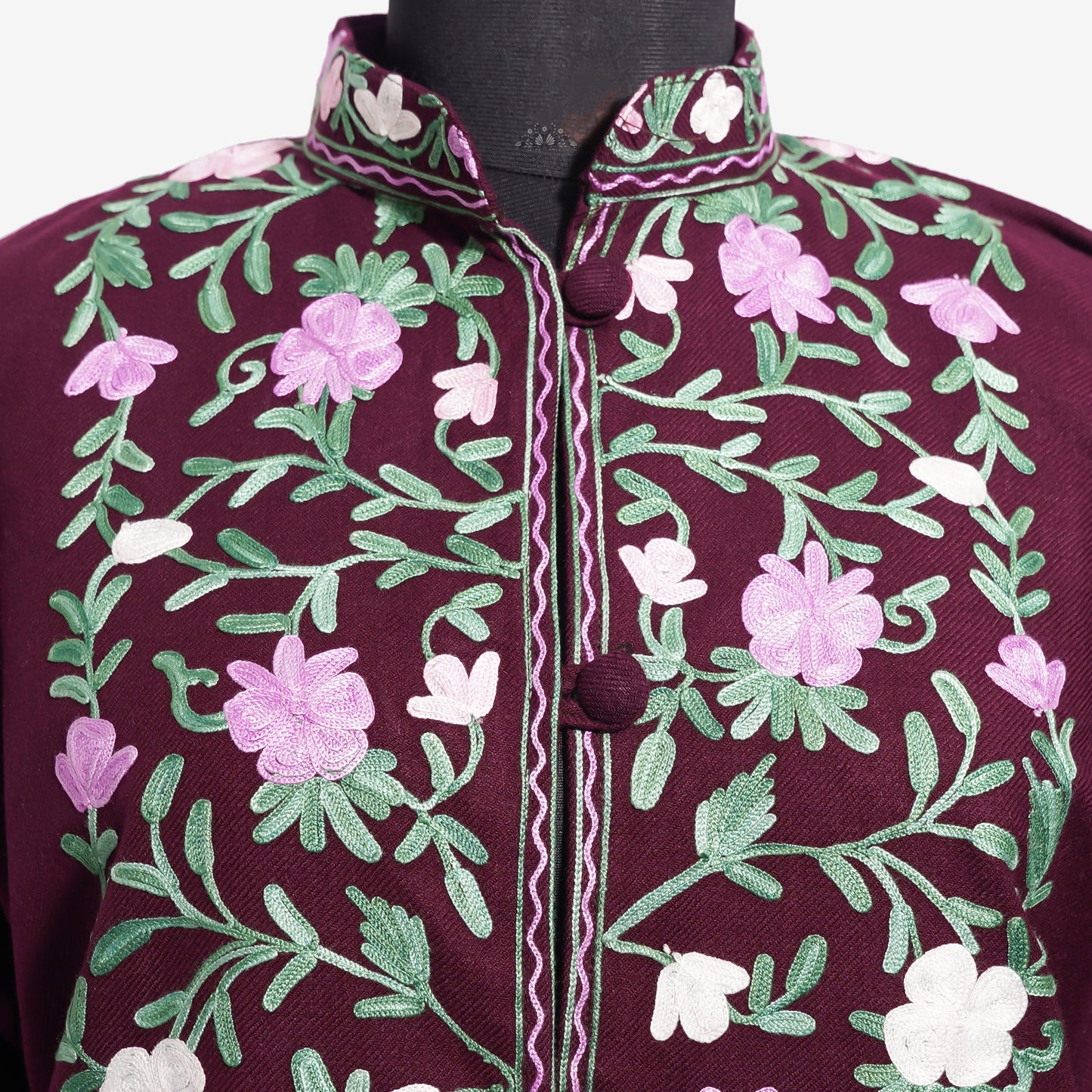 Crimson Bloom Jacket with Aari Embroidery