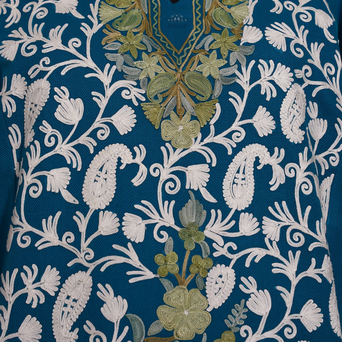 Prussian Blue Pheran with Aari Embroidery