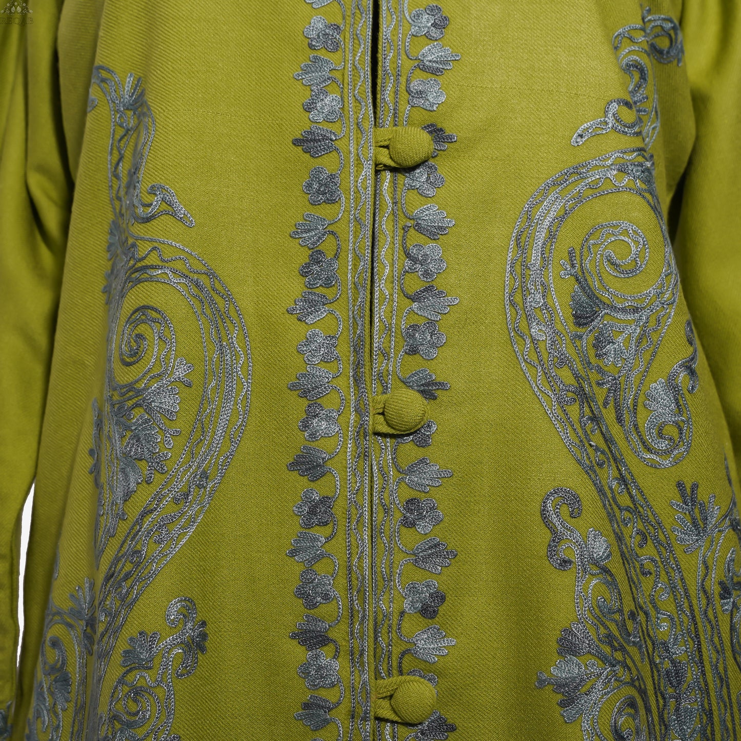 Autumn Olive Jacket with Aari Embroidery
