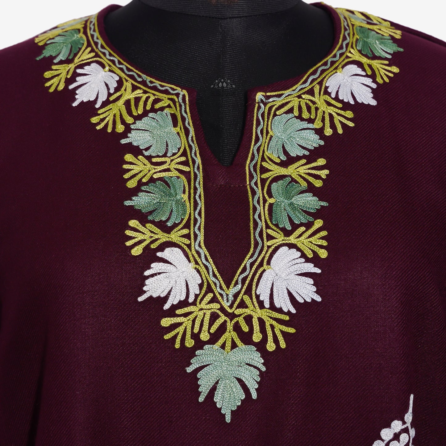 Crimson Petal Pheran with Aari Embroidery