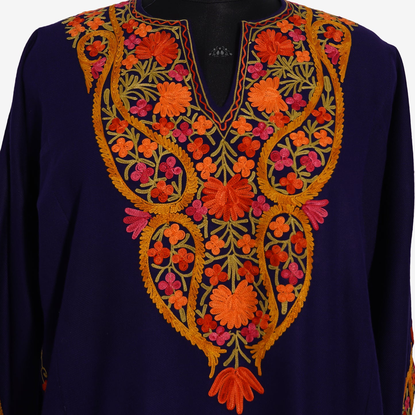Dark Gunmetal Pheran with Aari Embroidery