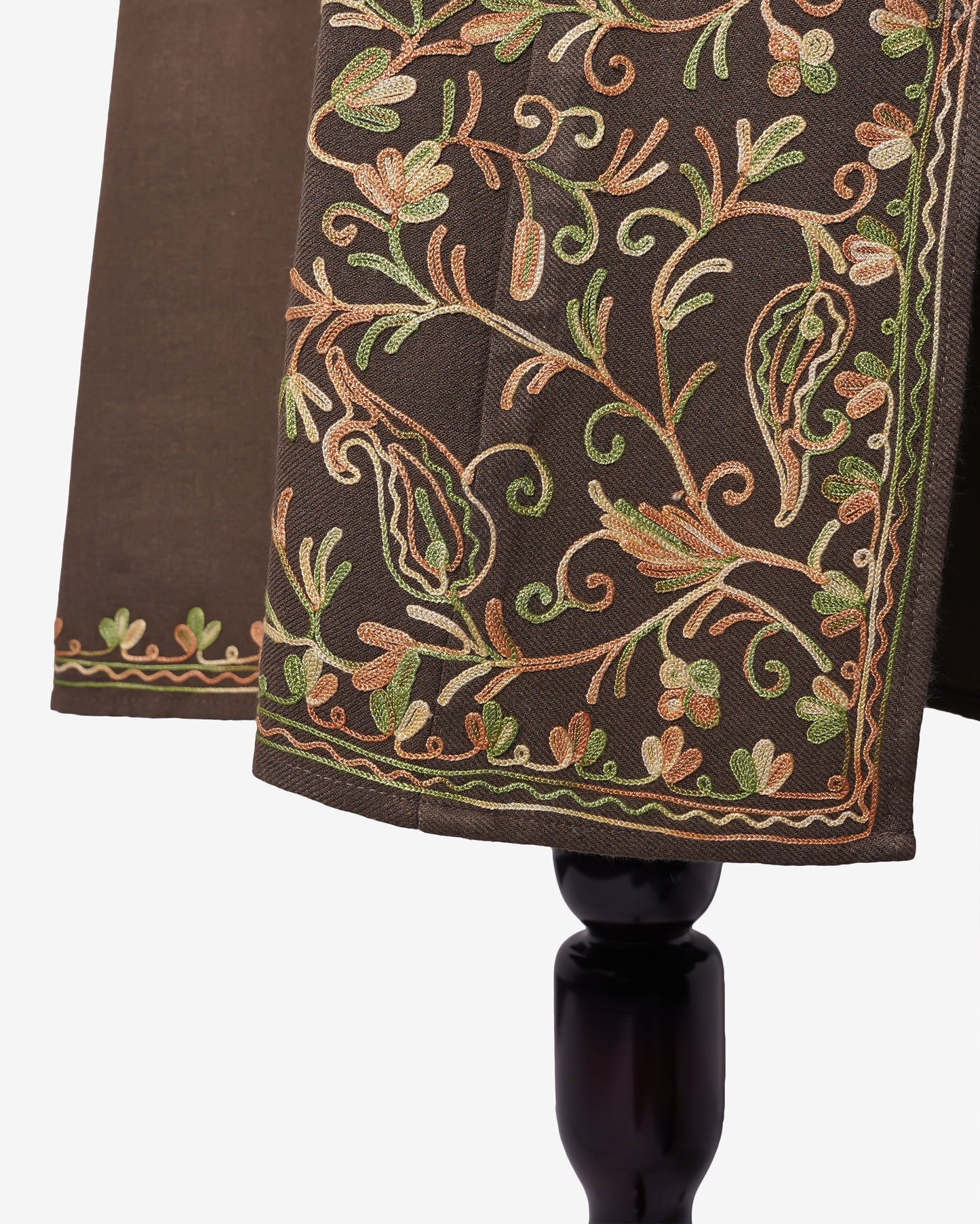 Rustic Oak Pheran with Aari Embroidery