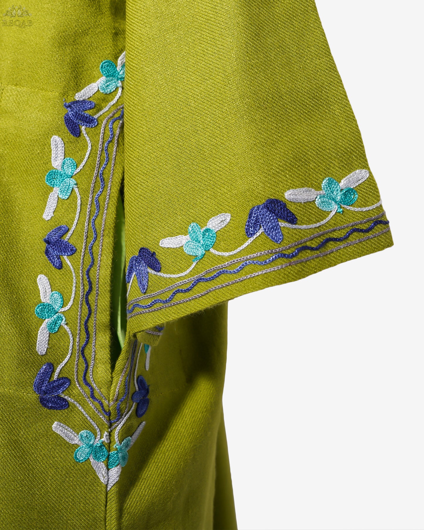 Olive Pheran with Aari Embroidery