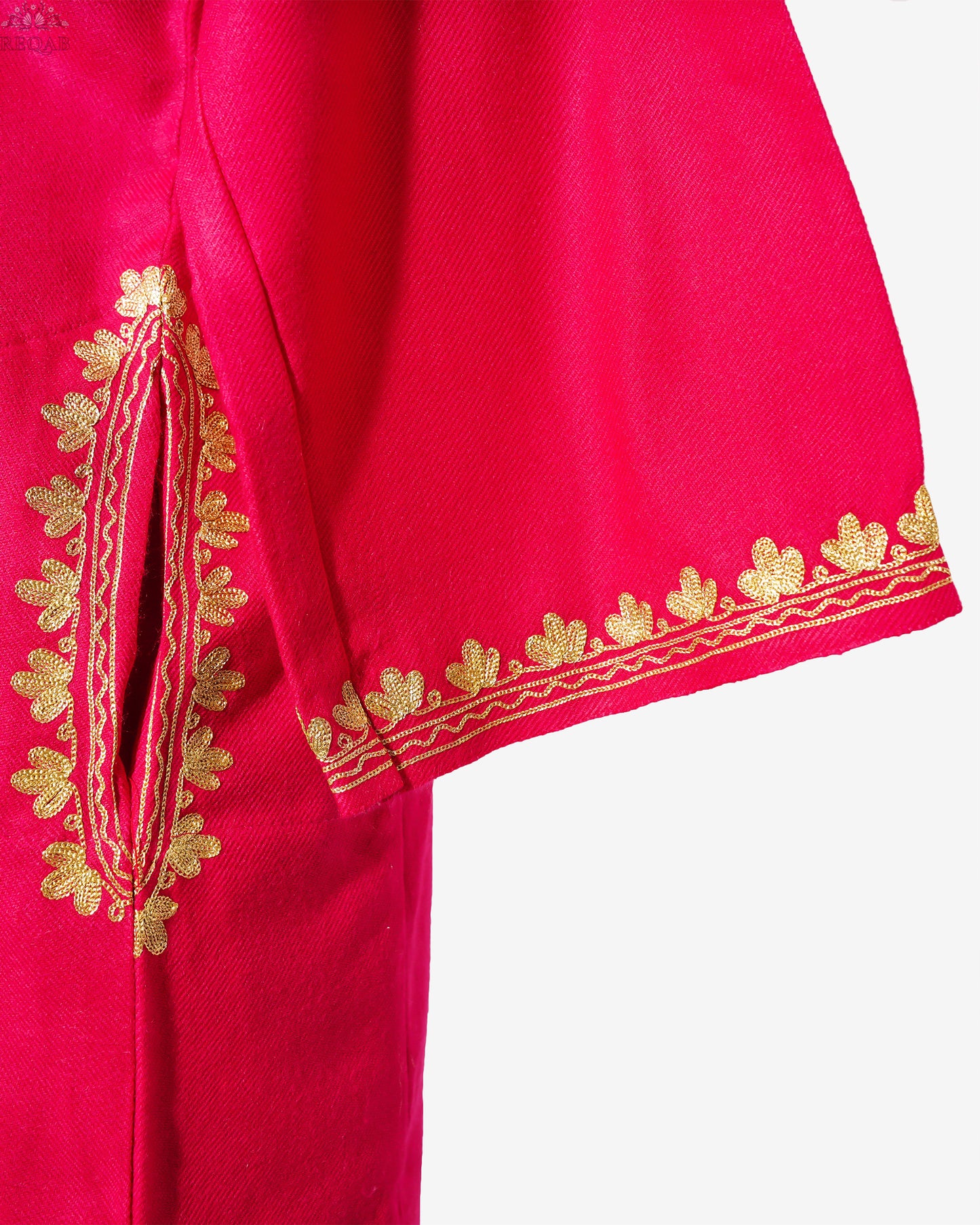 Debian Red Pheran with Zari Embroidery