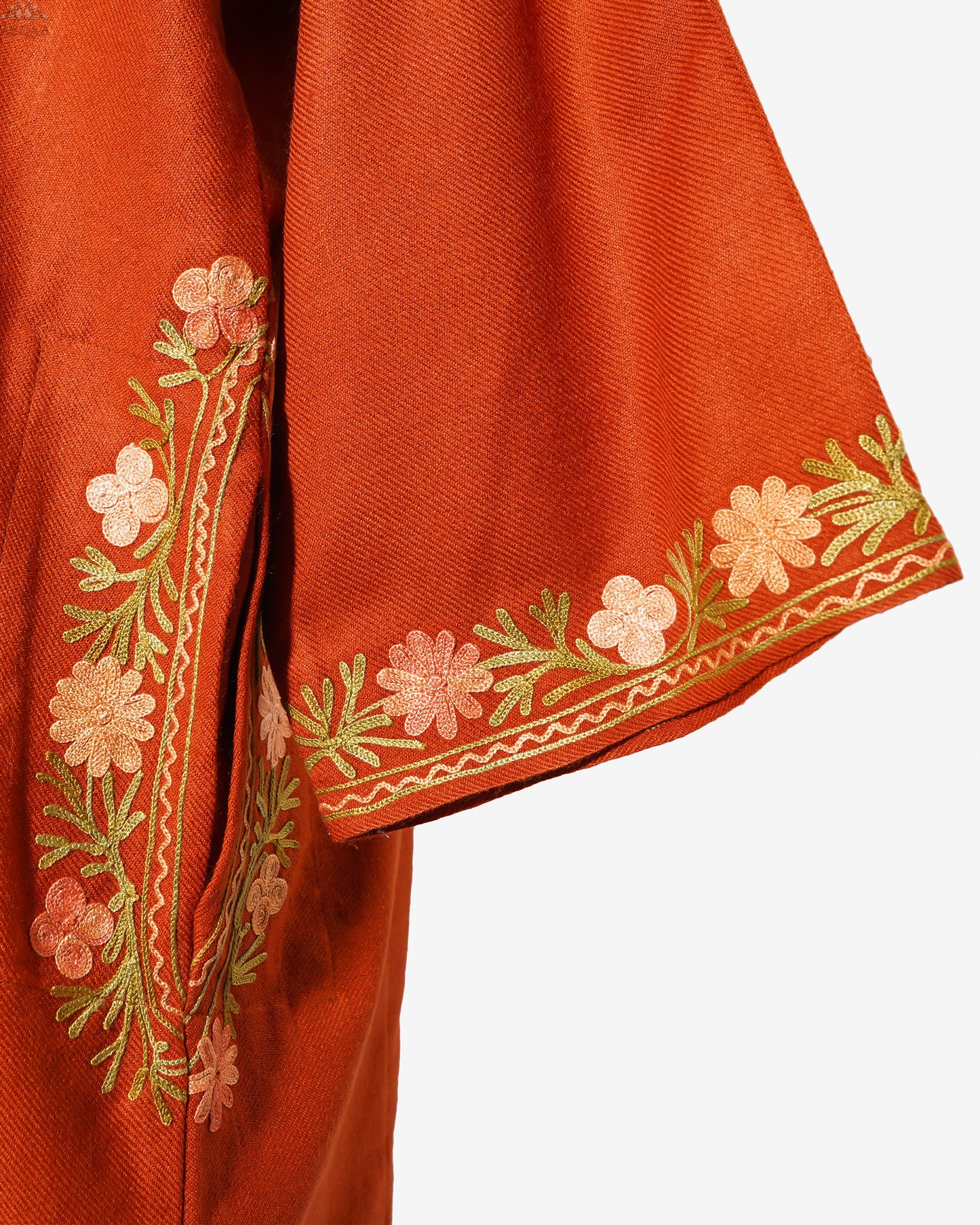 Flame Brown Pheran with Aari Embroidery
