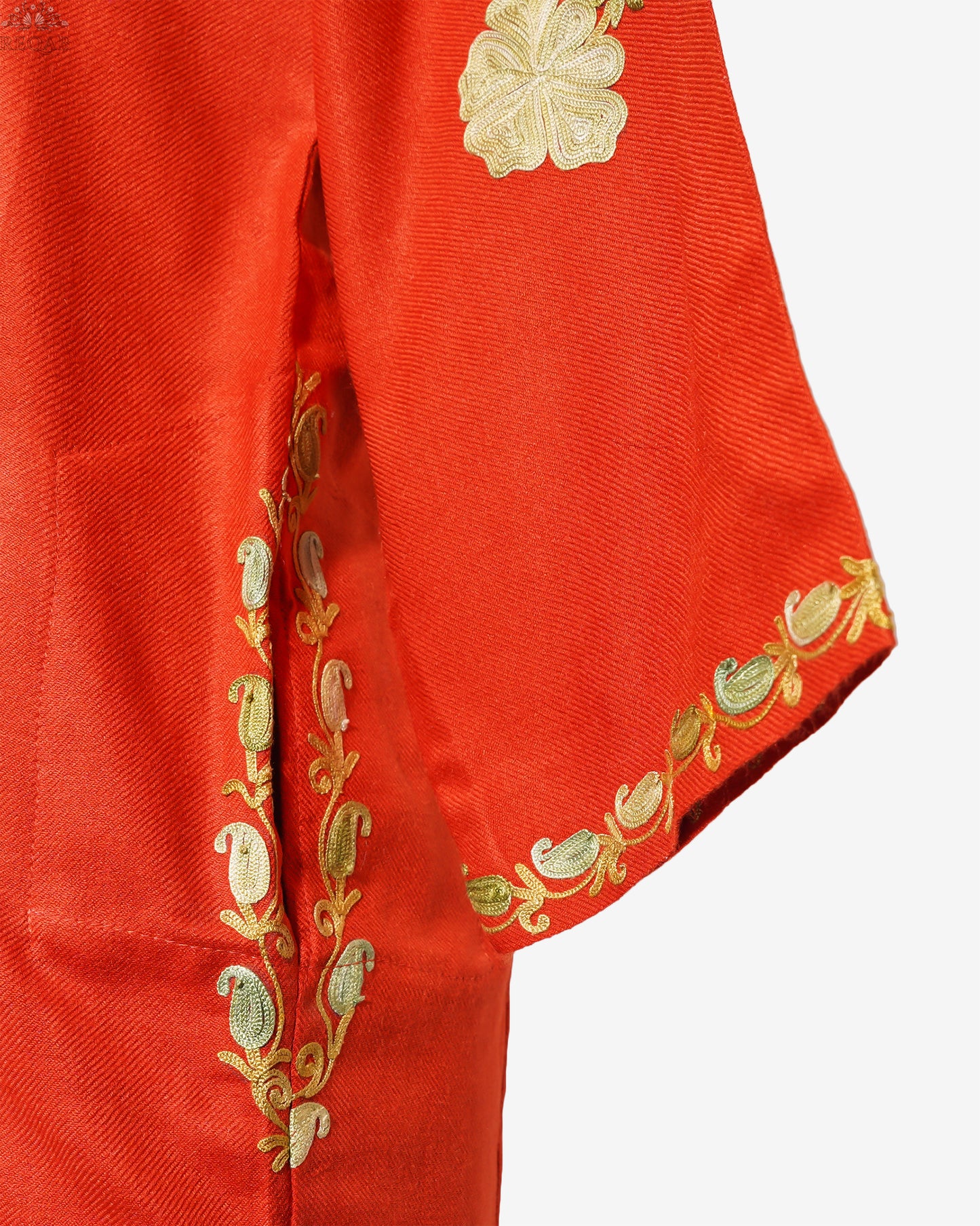 Vermilion Pheran with Aari Embroidery
