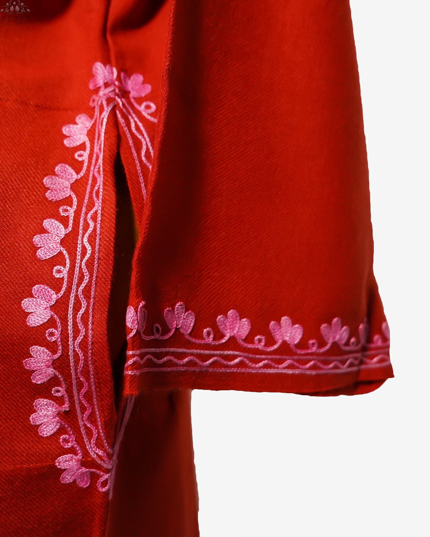Crimson Sunset Pheran with Aari Embroidery