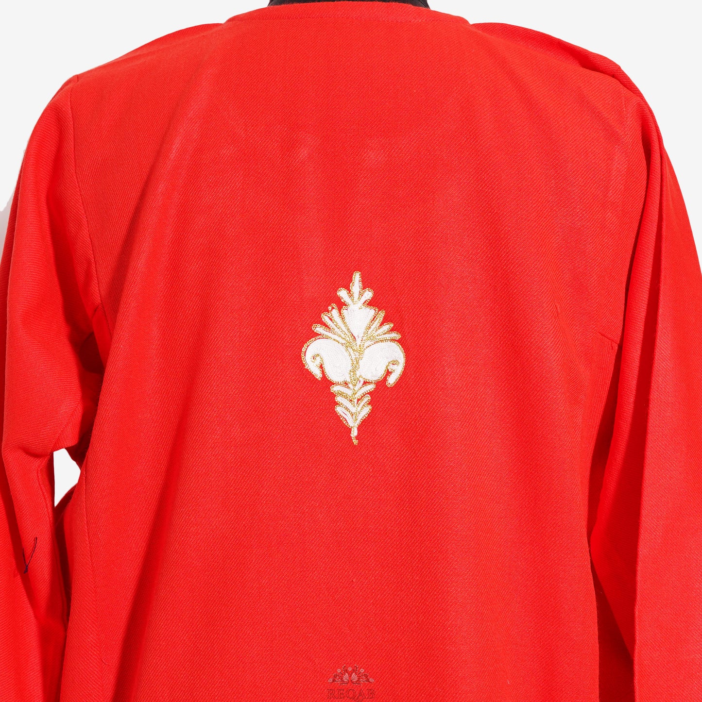 Deep Carmine Pink Pheran with Zari Embroidery