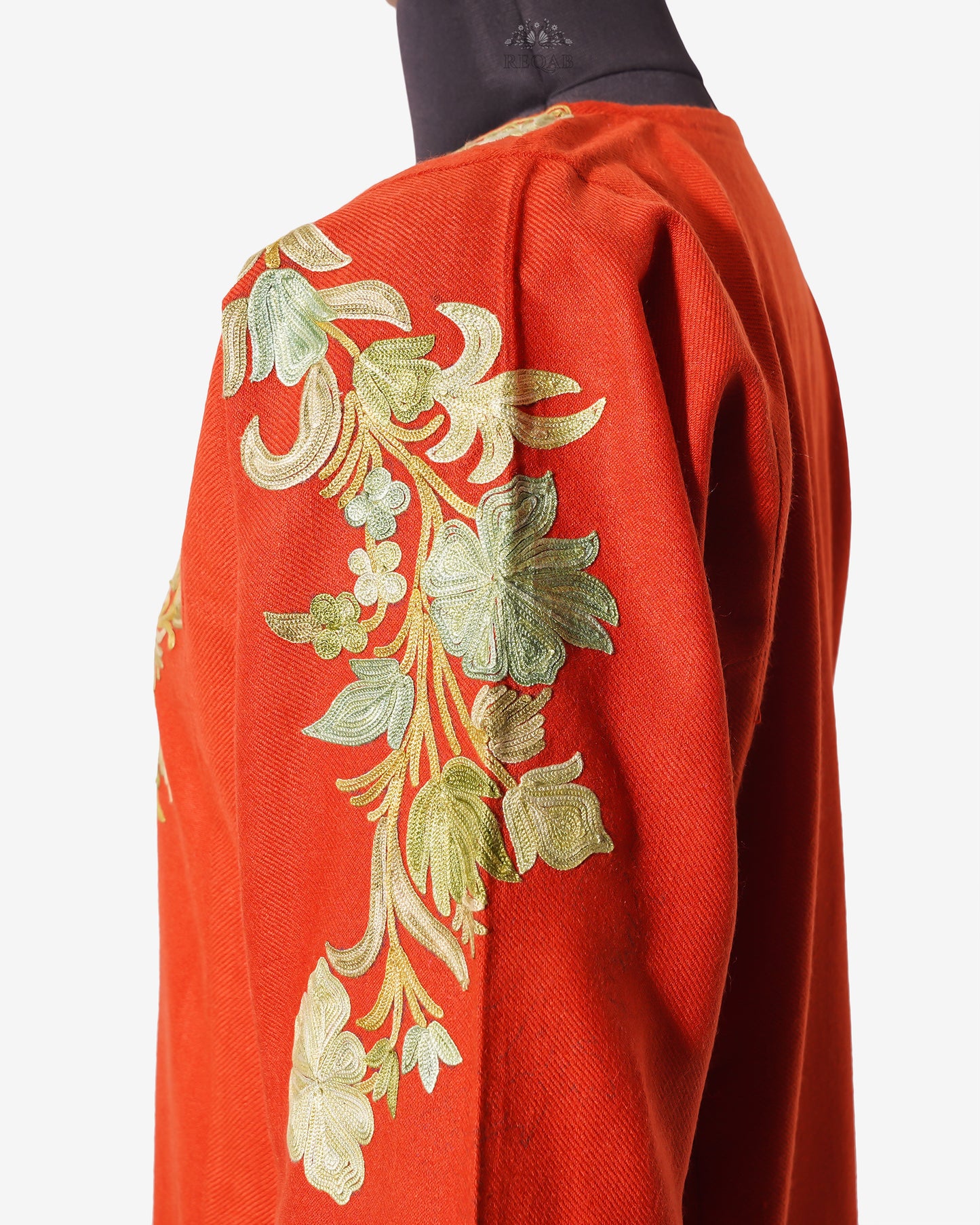 Vermilion Pheran with Aari Embroidery