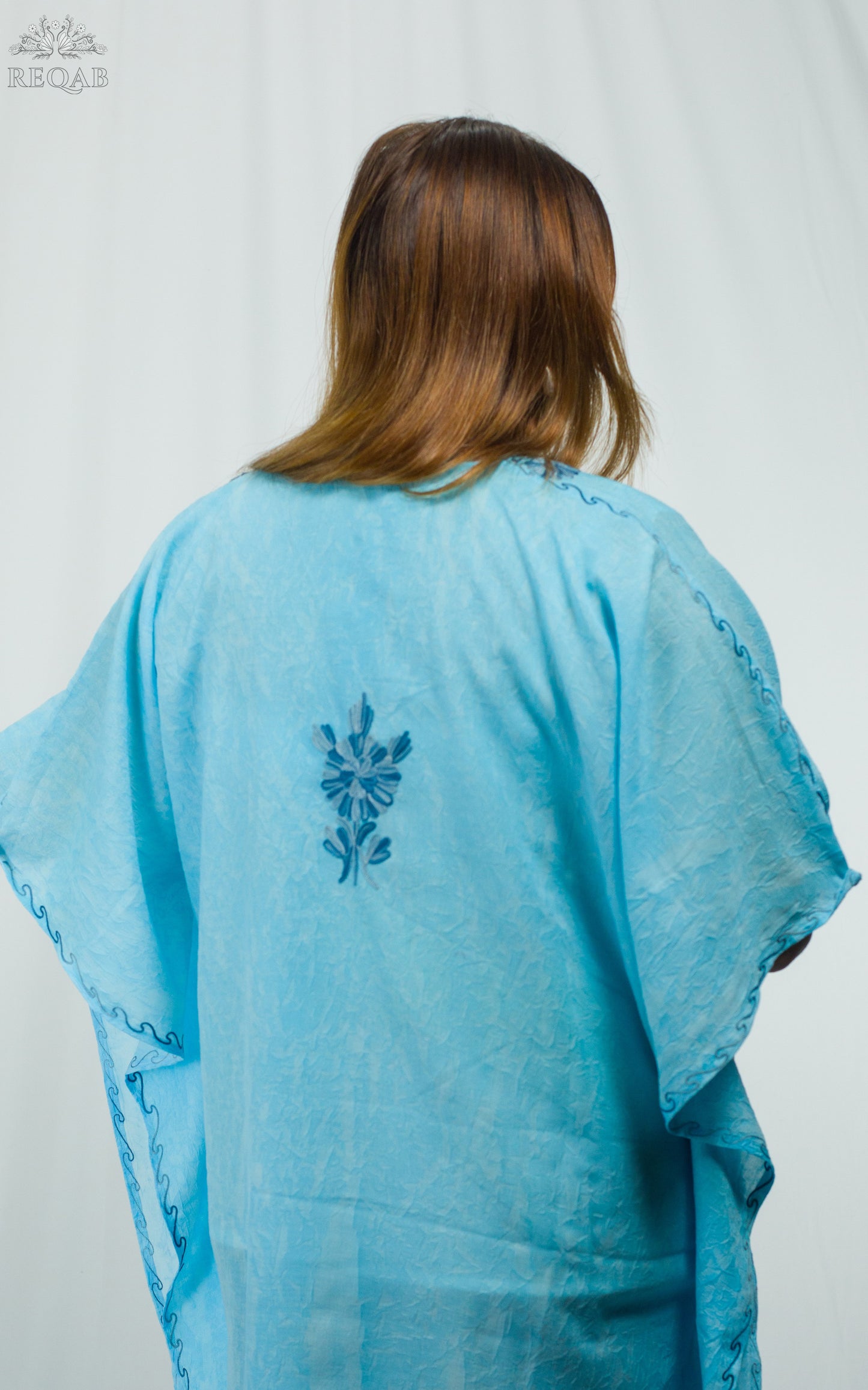 Blizzard Blue Medium Kaftan with Aari Embroidery