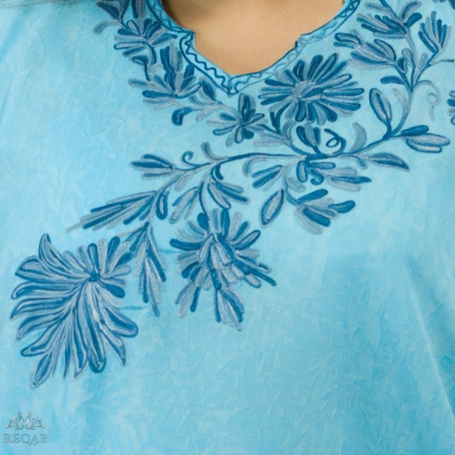 Blizzard Blue Medium Kaftan with Aari Embroidery