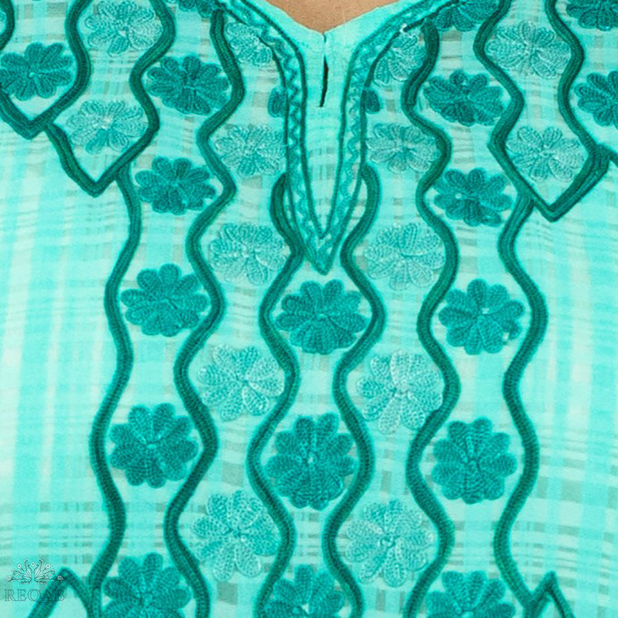 Riptide Long Kaftan with Aari Embroidery