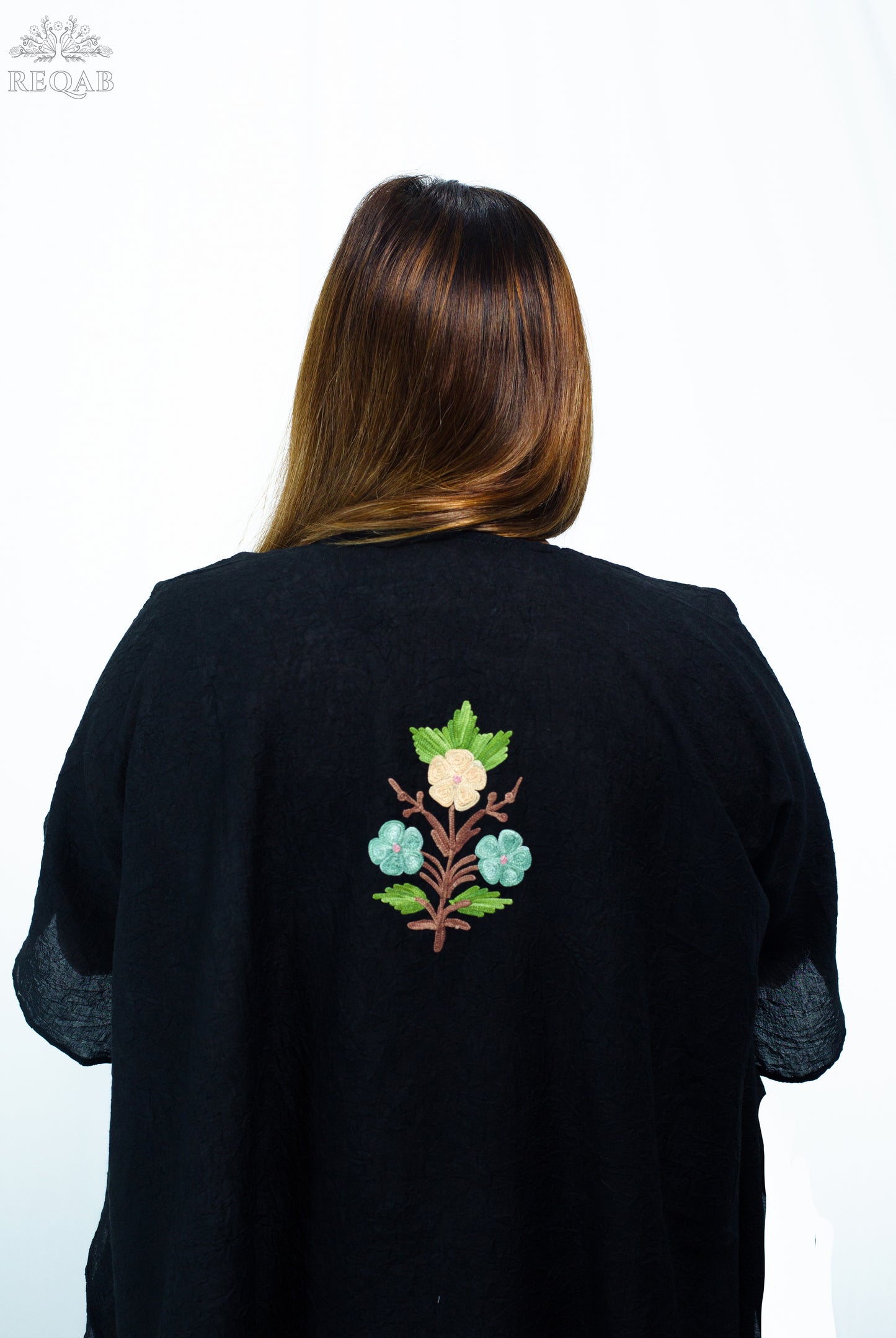 Black Nero Short Kaftan with Aari Embroidery