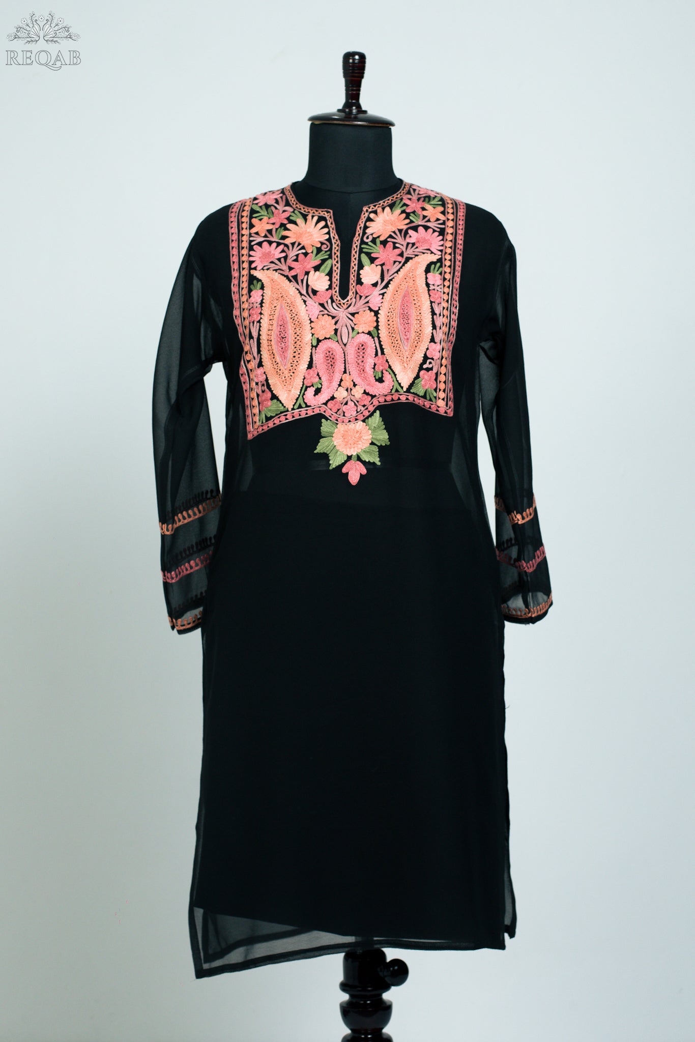 Black Georgette Kurti with Aari Embroidery