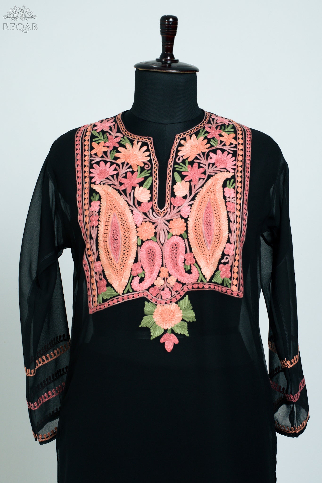 Black Georgette Kurti with Aari Embroidery