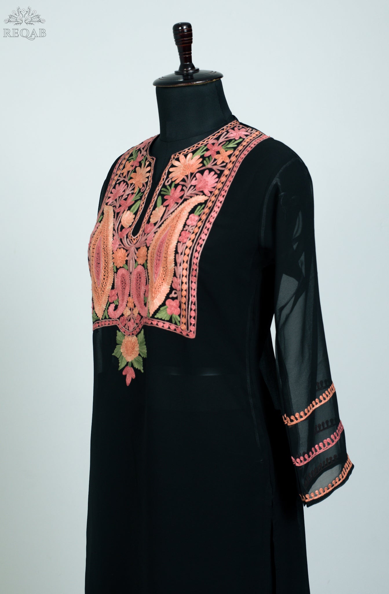 Black Georgette Kurti with Aari Embroidery