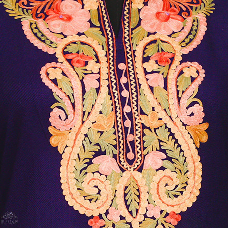 Blackcurrant Cashmilon Kurti with Aari Embroidery