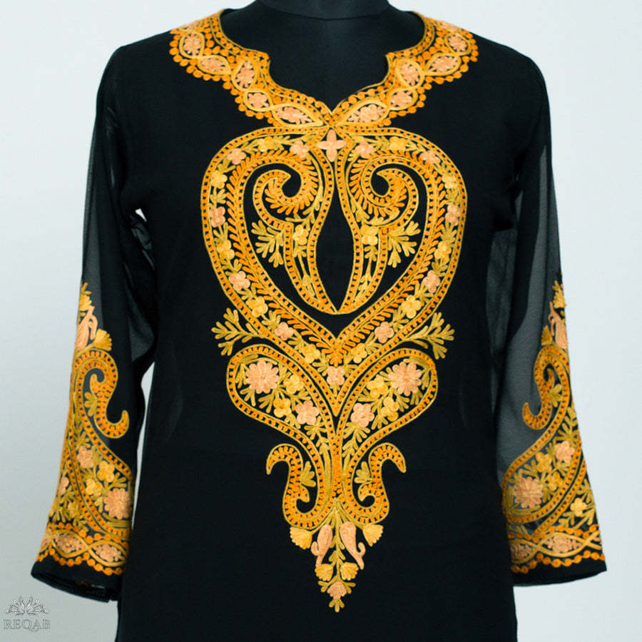 Black Nero Georgette Kurti with Aari Embroidery