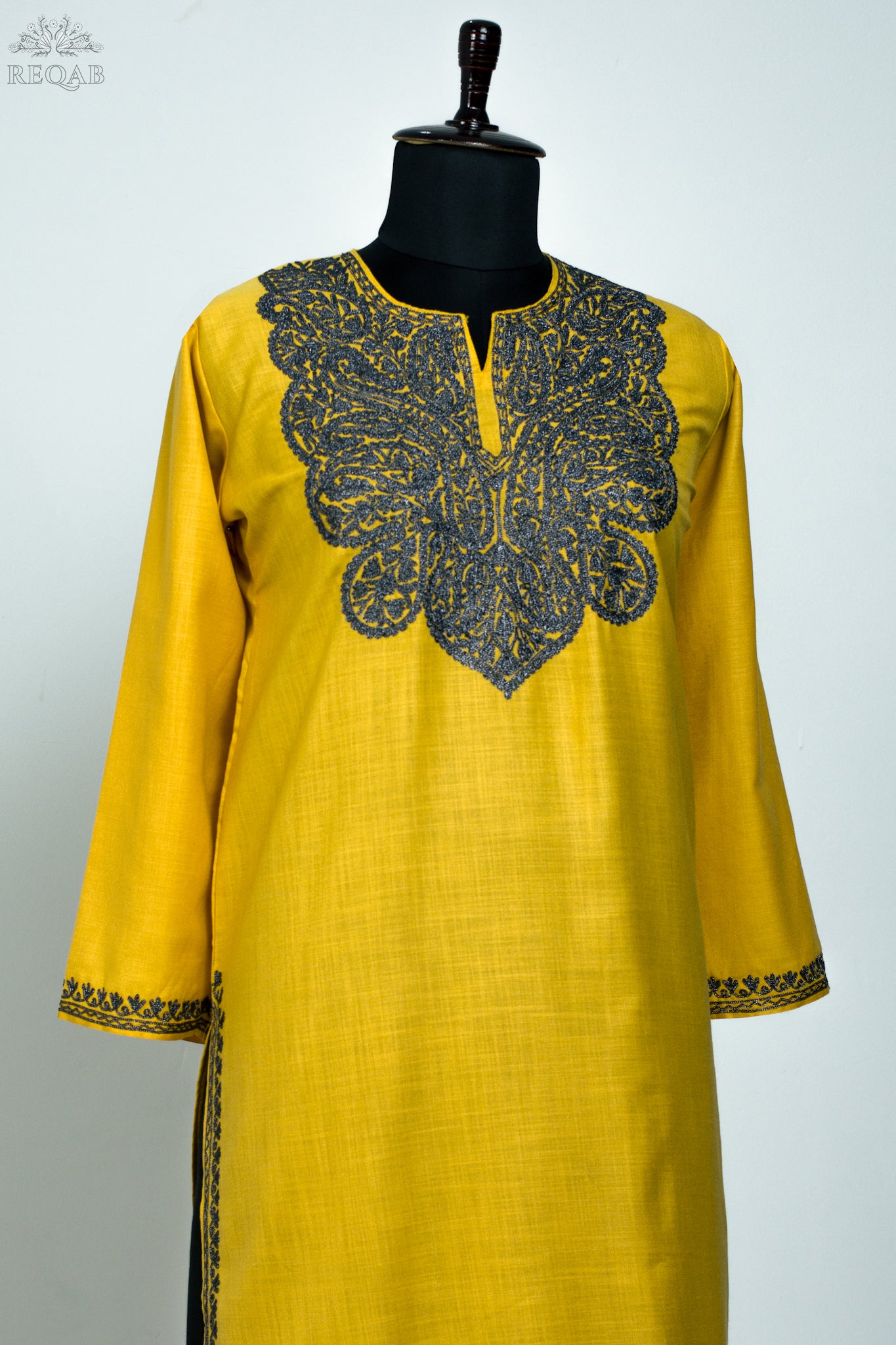 Apache Yellow Ruby Cotton Kurti with Zari Embroidery