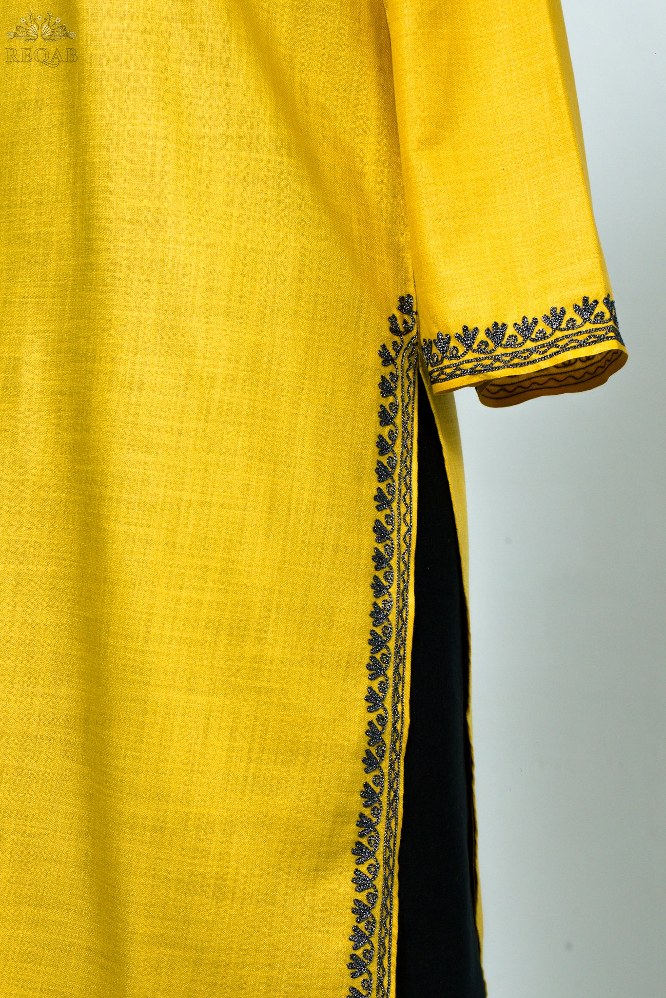 Apache Yellow Ruby Cotton Kurti with Zari Embroidery