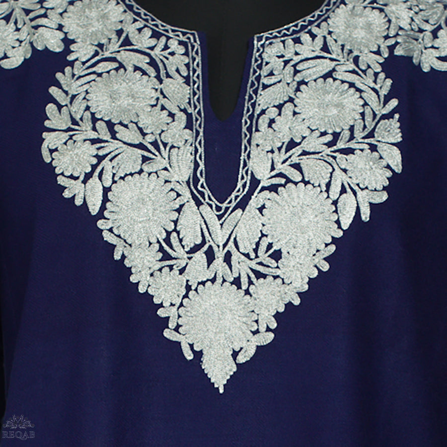 Midnight Express Blue Pheran with Aari Embroidery