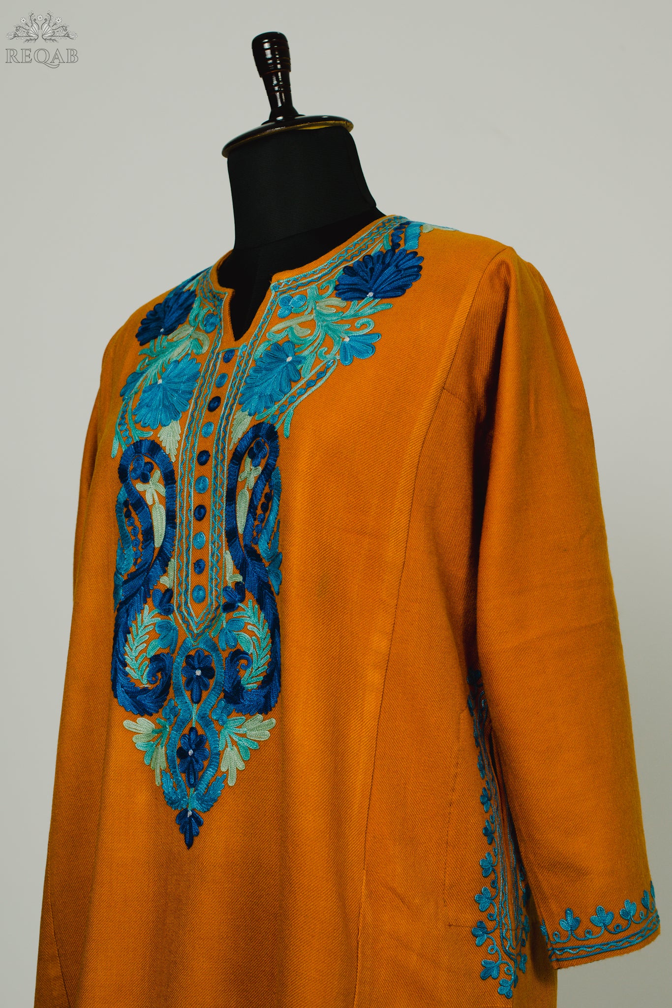 Rust Pheran with Aari Embroidery