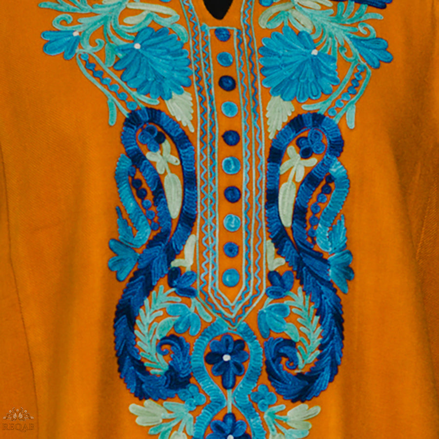 Rust Pheran with Aari Embroidery