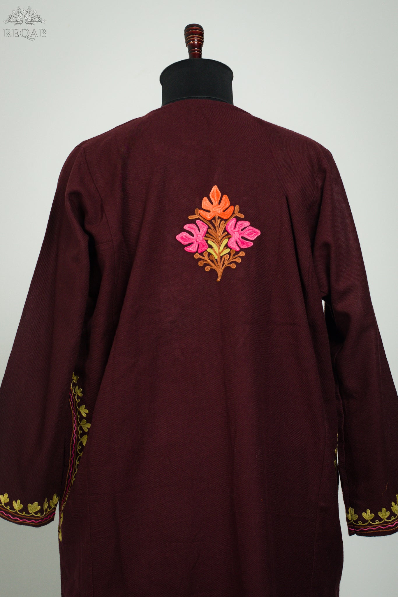 Rustic Red Pheran with Aari Embroidery