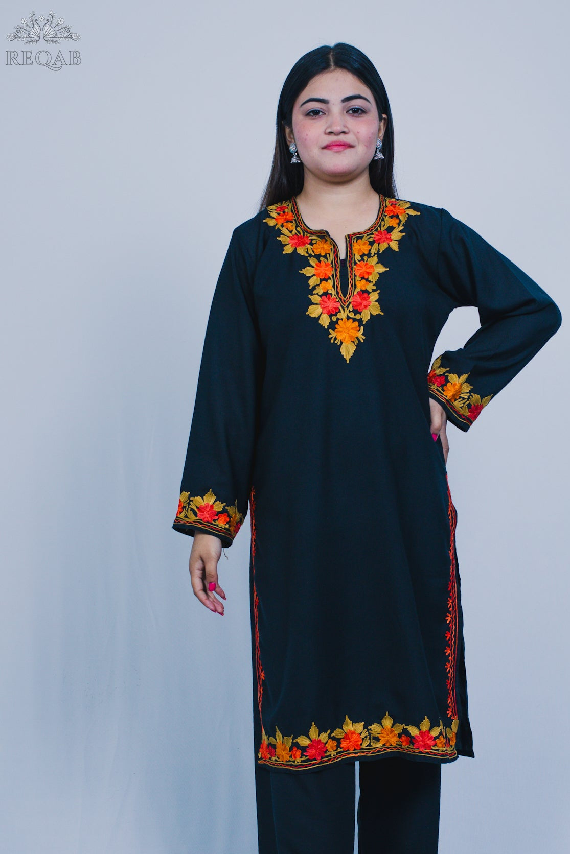 Midnight Moss Summer Cool Kurti with Aari Embroidery