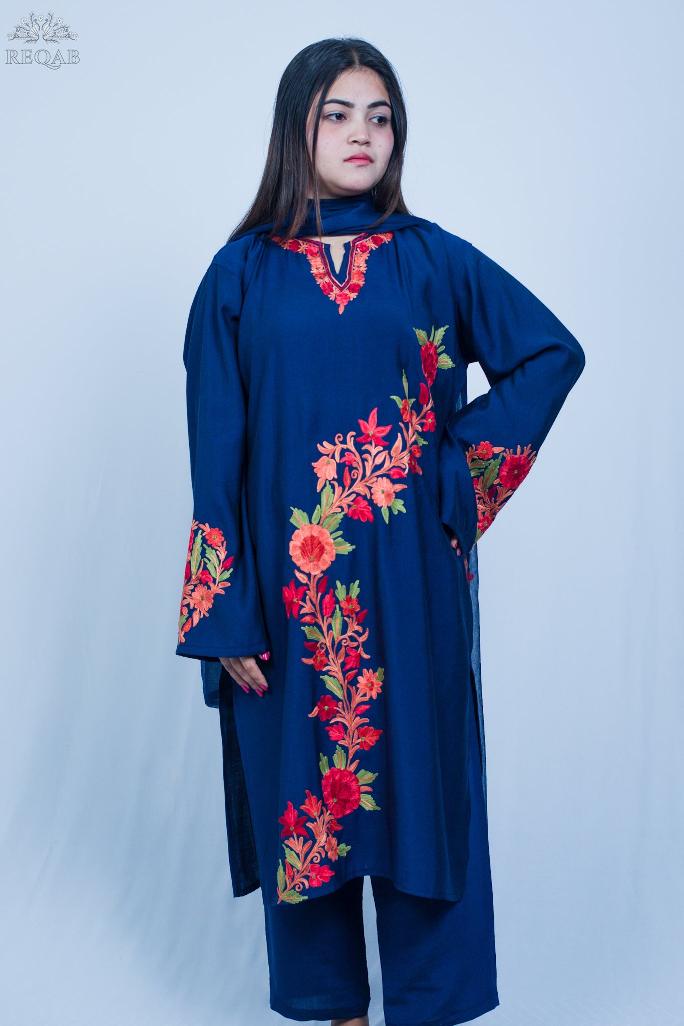 Midnight Express Three-Piece Suit with Aari Embroidery