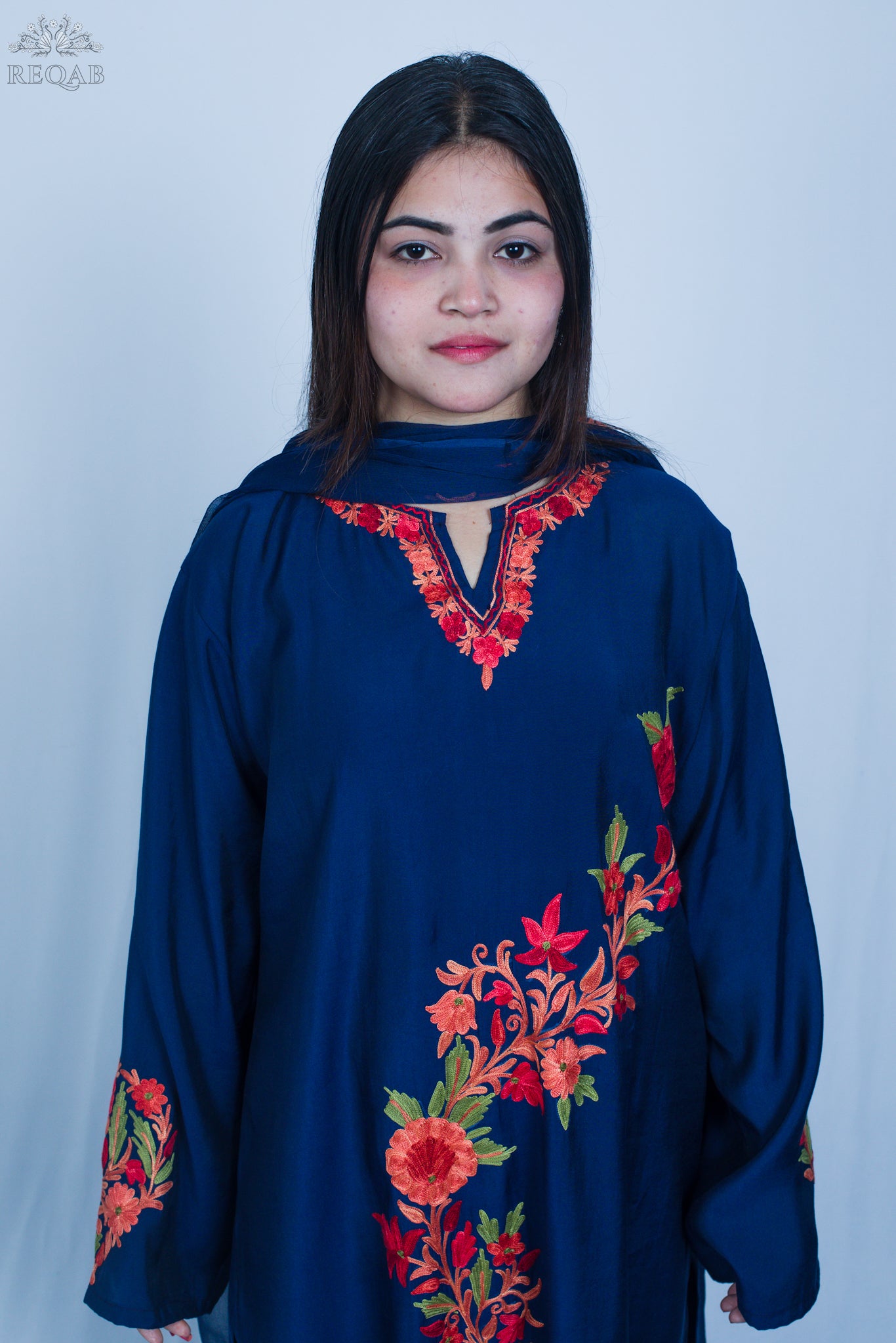 Midnight Express Three-Piece Suit with Aari Embroidery