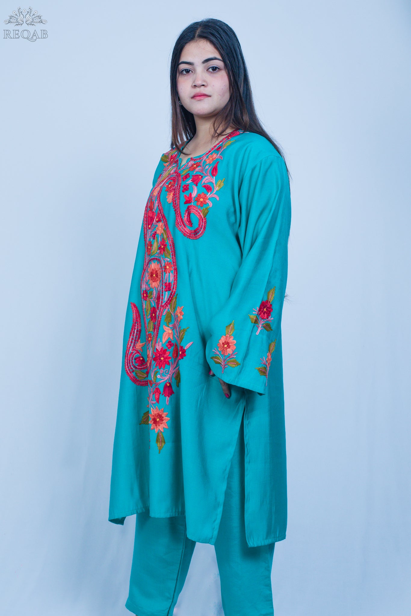 Light Sea Green Co-ord Set with Aari Embroidery