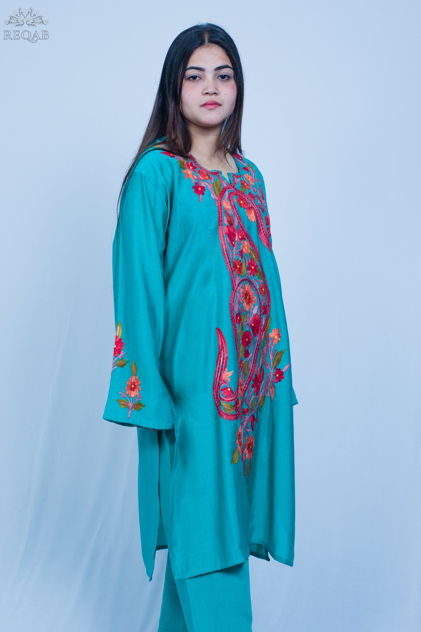 Light Sea Green Co-ord Set with Aari Embroidery
