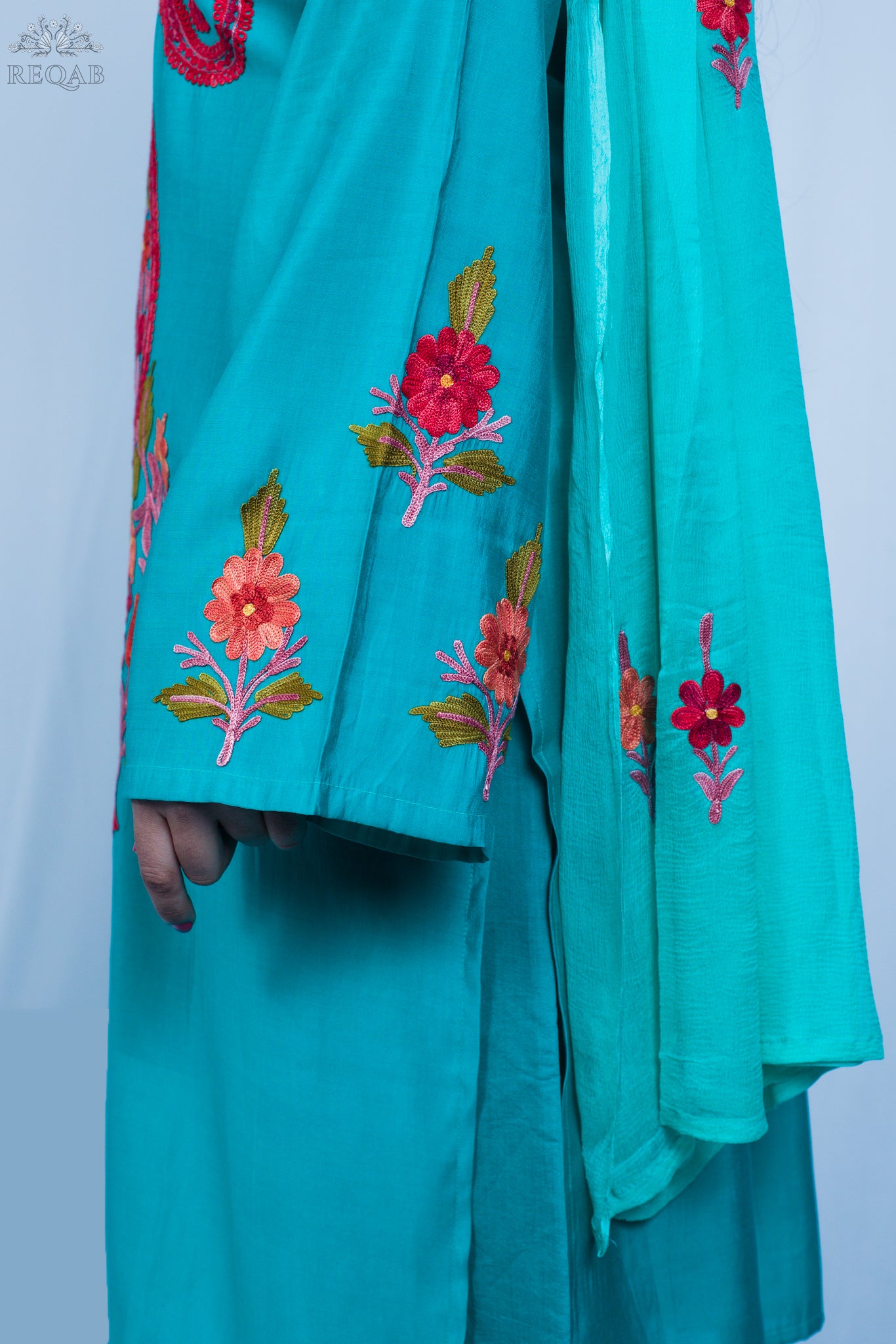 Light Sea Green Co-ord Set with Aari Embroidery