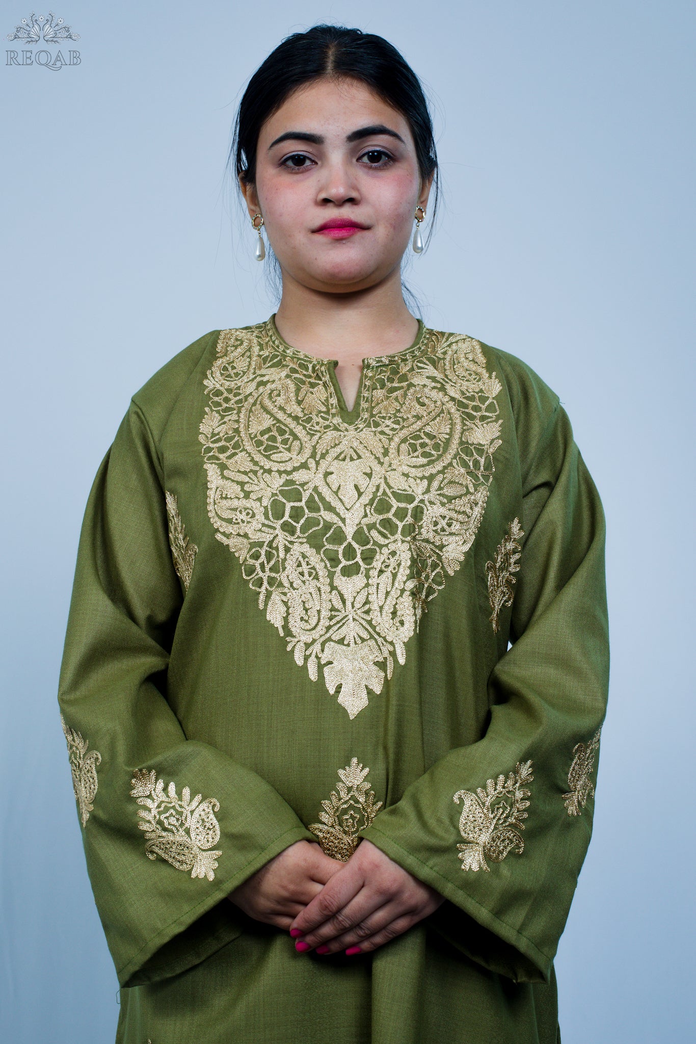 Kokoda Green Two-Piece Suit with Zari Embroidery