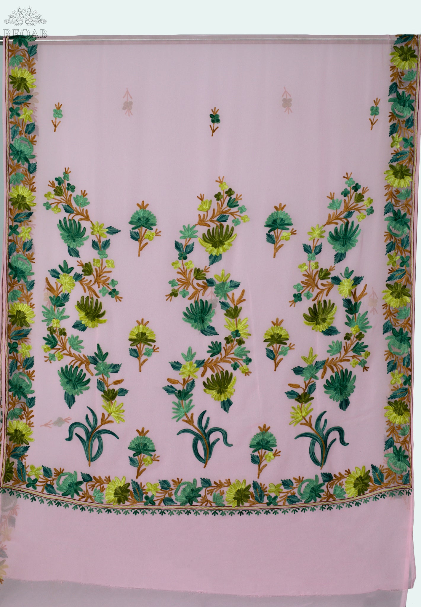 Azalea Pink Semi-Georgette Saree with Aari Embroidery